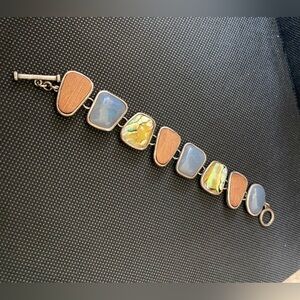 Stone, wood and shell bracelet